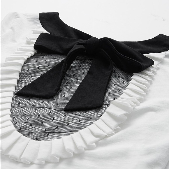 🆕Contrast top with pleated mesh bow back detail - Picture 3 of 7